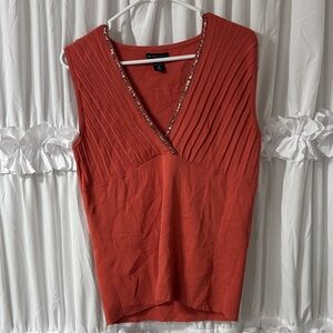 New York & Company Sleeveless V-Neck Top - Coral